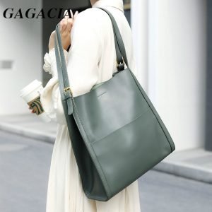 GAGACIA Genuine Leather Luxury Handbag And Shoulder For Women Bags Brand Designer Magnetic Buckle Latest New High Quality Tote Bag