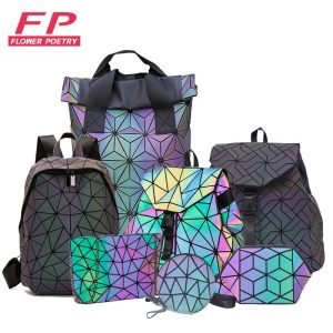 Luxury Backpack Women Bags Designer Geometric Luminous Backpacks For Women School Bags For Girls Rucksack Shoulder Backpack Latest